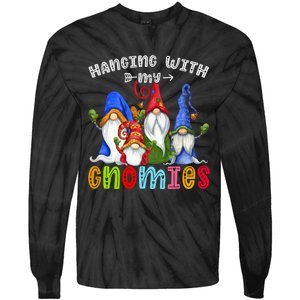 Hanging With Gnomies Gnome Merry Christmas Cute Gnomes Pajamas Tie-Dye Long Sleeve Shirt