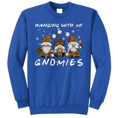 Hanging With Gnomies Christmas Pajamas Gnomes Xmas Leopard Sweatshirt