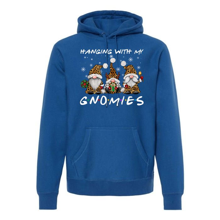 Hanging With Gnomies Christmas Pajamas Gnomes Xmas Leopard Premium Hoodie