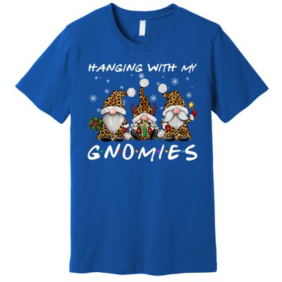 Hanging With Gnomies Christmas Pajamas Gnomes Xmas Leopard Premium T-Shirt