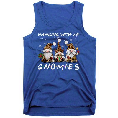 Hanging With Gnomies Christmas Pajamas Gnomes Xmas Leopard Tank Top