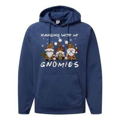 Hanging With Gnomies Christmas Pajamas Gnomes Xmas Leopard Performance Fleece Hoodie