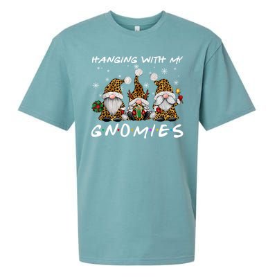 Hanging With Gnomies Christmas Pajamas Gnomes Xmas Leopard Sueded Cloud Jersey T-Shirt