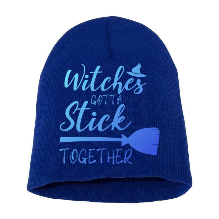 Halloween Witches Gotta Stick Together Funny Familly Tee Gift Short Acrylic Beanie