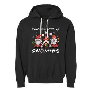 Hanging With Gnomies Christmas Gnomes Xmas Buffalo Plaid Red Garment-Dyed Fleece Hoodie