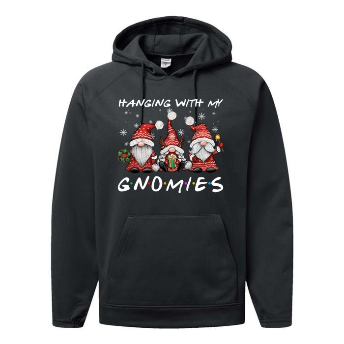 Hanging With Gnomies Christmas Gnomes Xmas Buffalo Plaid Red Performance Fleece Hoodie