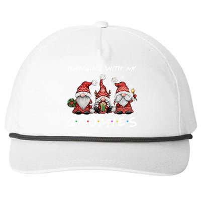 Hanging With Gnomies Christmas Gnomes Xmas Buffalo Plaid Red Snapback Five-Panel Rope Hat