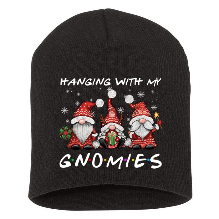 Hanging With Gnomies Christmas Gnomes Xmas Buffalo Plaid Red Short Acrylic Beanie