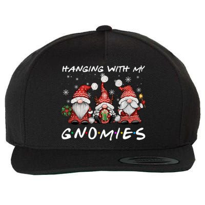 Hanging With Gnomies Christmas Gnomes Xmas Buffalo Plaid Red Wool Snapback Cap