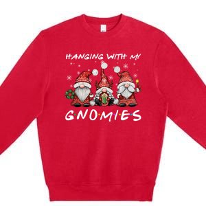 Hanging With Gnomies Christmas Gnomes Xmas Buffalo Plaid Red Premium Crewneck Sweatshirt