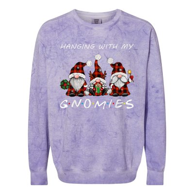 Hanging With Gnomies Gnome Christmas Xmas Buffalo Plaid Red Colorblast Crewneck Sweatshirt