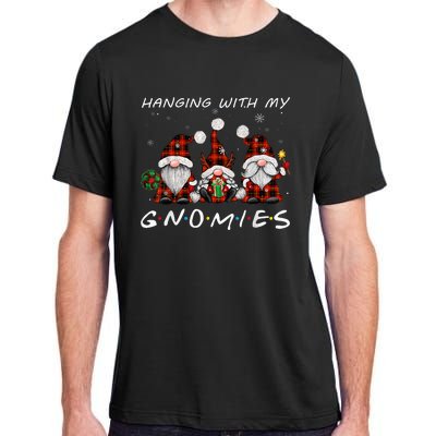 Hanging With Gnomies Gnome Christmas Xmas Buffalo Plaid Red Adult ChromaSoft Performance T-Shirt