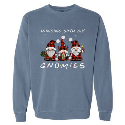 Hanging With Gnomies Gnome Christmas Xmas Buffalo Plaid Red Garment-Dyed Sweatshirt