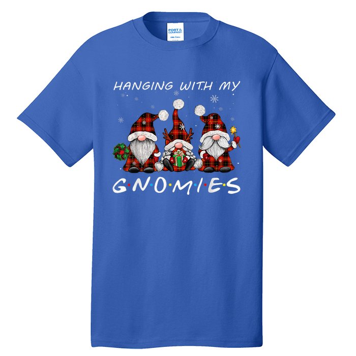 Hanging With Gnomies Gnome Christmas Xmas Buffalo Plaid Red Tall T-Shirt