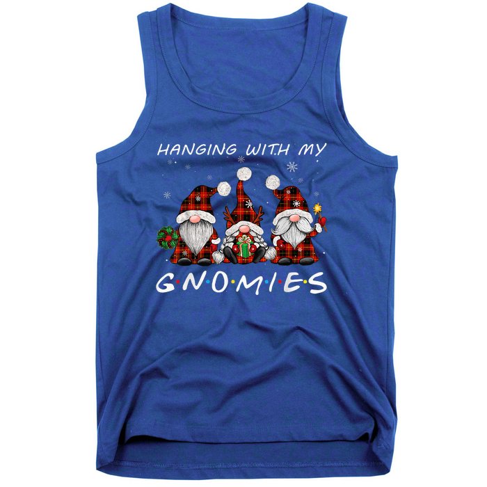 Hanging With Gnomies Gnome Christmas Xmas Buffalo Plaid Red Tank Top