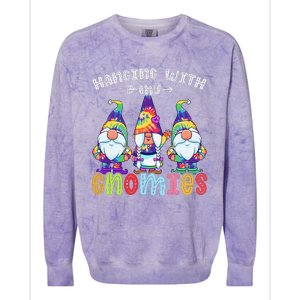 Hanging With Gnomies Gnome Merry Christmas Tie Dye Pajamas Colorblast Crewneck Sweatshirt