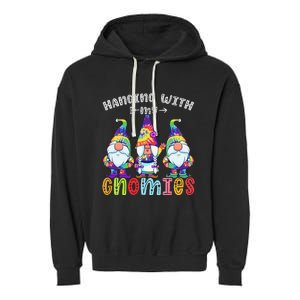 Hanging With Gnomies Gnome Merry Christmas Tie Dye Pajamas Garment-Dyed Fleece Hoodie