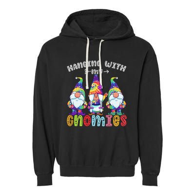 Hanging With Gnomies Gnome Merry Christmas Tie Dye Pajamas Garment-Dyed Fleece Hoodie