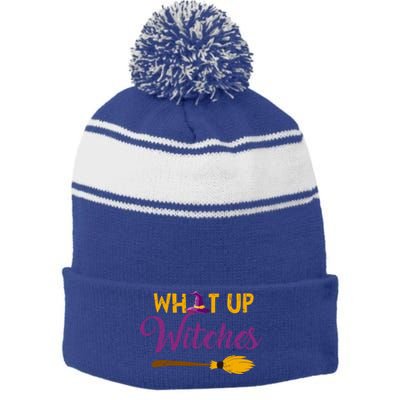 Halloween Witch Gift What Up Witches Gift Stripe Pom Pom Beanie