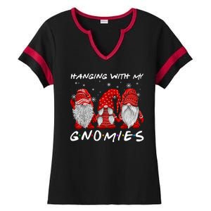 Hanging With Gnomies Christmas Gnomes Xmas Buffalo Plaid Red Ladies Halftime Notch Neck Tee