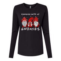 Hanging With Gnomies Christmas Gnomes Xmas Buffalo Plaid Red Womens Cotton Relaxed Long Sleeve T-Shirt