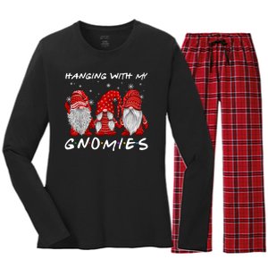 Hanging With Gnomies Christmas Gnomes Xmas Buffalo Plaid Red Women's Long Sleeve Flannel Pajama Set 