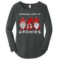 Hanging With Gnomies Christmas Gnomes Xmas Buffalo Plaid Red Women's Perfect Tri Tunic Long Sleeve Shirt