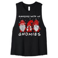 Hanging With Gnomies Christmas Gnomes Xmas Buffalo Plaid Red Women's Racerback Cropped Tank