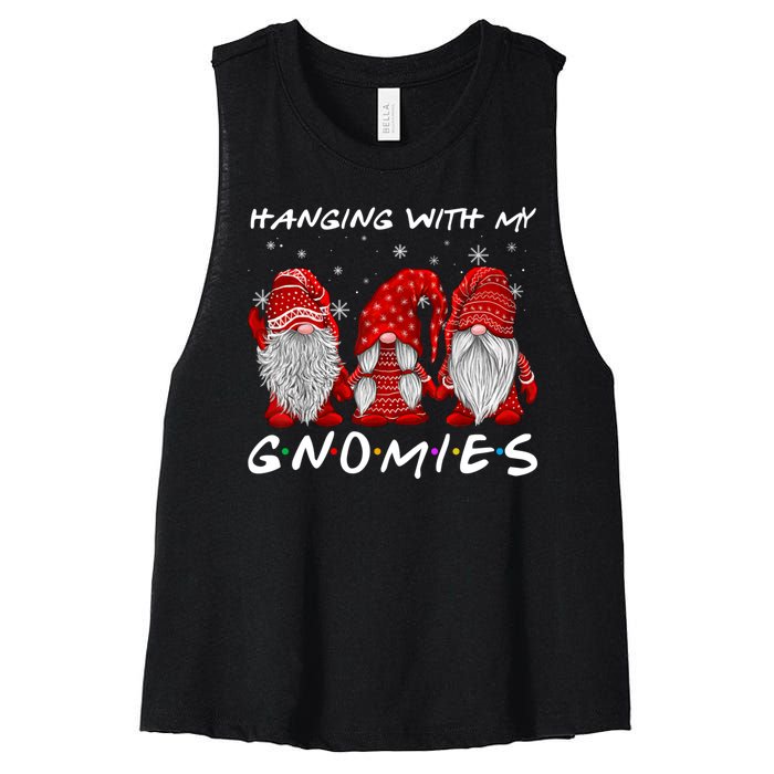 Hanging With Gnomies Christmas Gnomes Xmas Buffalo Plaid Red Women's Racerback Cropped Tank