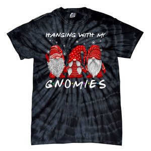 Hanging With Gnomies Christmas Gnomes Xmas Buffalo Plaid Red Tie-Dye T-Shirt