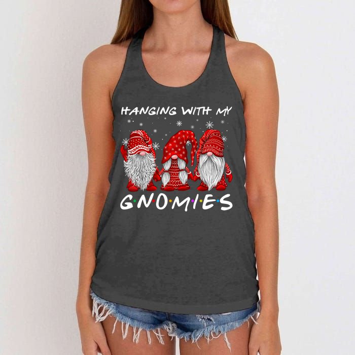 Hanging With Gnomies Christmas Gnomes Xmas Buffalo Plaid Red Women's Knotted Racerback Tank