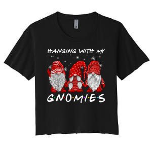 Hanging With Gnomies Christmas Gnomes Xmas Buffalo Plaid Red Women's Crop Top Tee