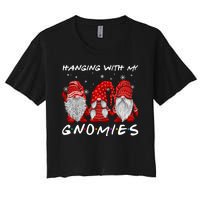 Hanging With Gnomies Christmas Gnomes Xmas Buffalo Plaid Red Women's Crop Top Tee