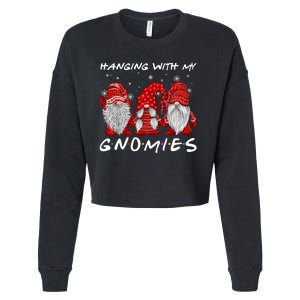 Hanging With Gnomies Christmas Gnomes Xmas Buffalo Plaid Red Cropped Pullover Crew