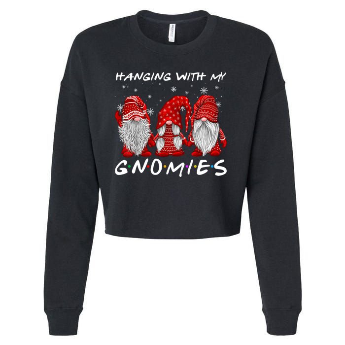 Hanging With Gnomies Christmas Gnomes Xmas Buffalo Plaid Red Cropped Pullover Crew