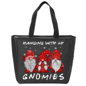 Hanging With Gnomies Christmas Gnomes Xmas Buffalo Plaid Red Zip Tote Bag