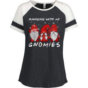 Hanging With Gnomies Christmas Gnomes Xmas Buffalo Plaid Red Enza Ladies Jersey Colorblock Tee