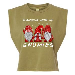 Hanging With Gnomies Christmas Gnomes Xmas Buffalo Plaid Red Garment-Dyed Women's Muscle Tee