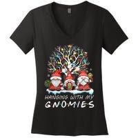 Hanging With Gnomies Gnome Christmas Xmas Lights Family  Women's V-Neck T-Shirt