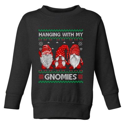 Hanging With Gnomies Ugly Gnomes Christmas Toddler Sweatshirt