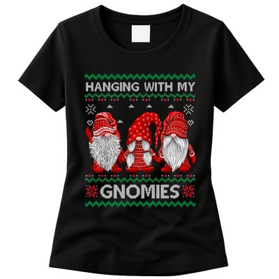 Hanging With Gnomies Ugly Gnomes Christmas Womens T-Shirt