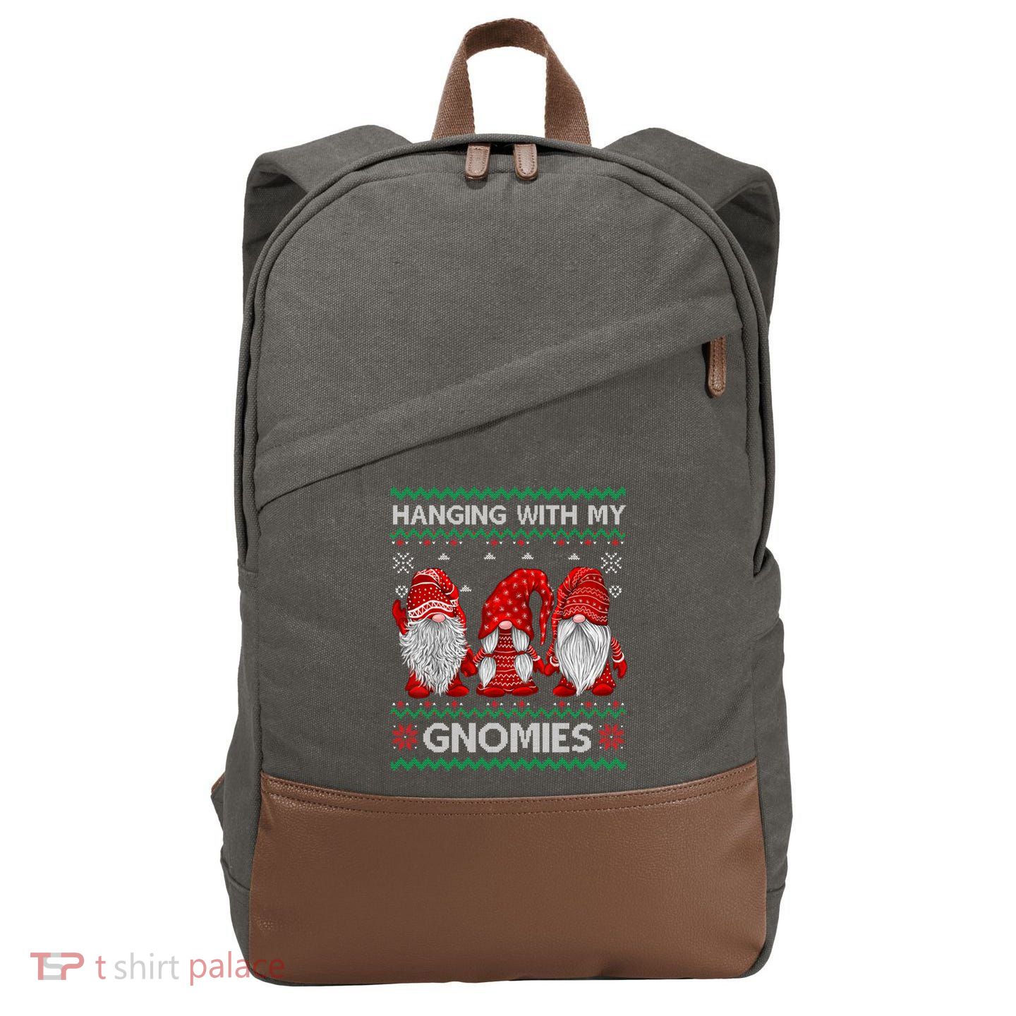 Hanging With Gnomies Ugly Gnomes Christmas Cotton Canvas Backpack