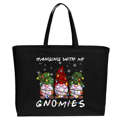 Hanging With Gnomies Christmas Gnomes Xmas Buffalo Plaid Red Cotton Canvas Jumbo Tote