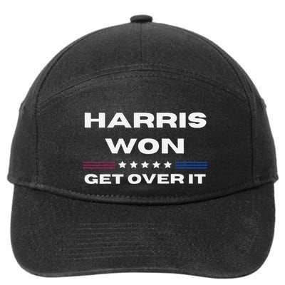 Harris Won Get Over It Patriotic Kamala Harris Funny 7-Panel Snapback Hat