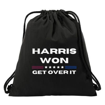 Harris Won Get Over It Patriotic Kamala Harris Funny Drawstring Bag