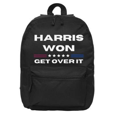 Harris Won Get Over It Patriotic Kamala Harris Funny 16 in Basic Backpack