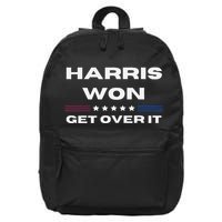 Harris Won Get Over It Patriotic Kamala Harris Funny 16 in Basic Backpack