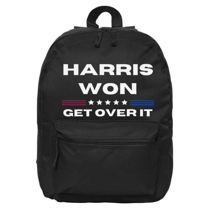 Harris Won Get Over It Patriotic Kamala Harris Funny 16 in Basic Backpack