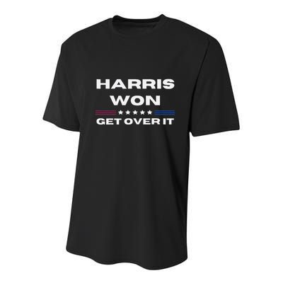 Harris Won Get Over It Patriotic Kamala Harris Funny Youth Performance Sprint T-Shirt