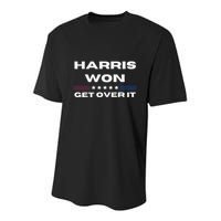 Harris Won Get Over It Patriotic Kamala Harris Funny Youth Performance Sprint T-Shirt